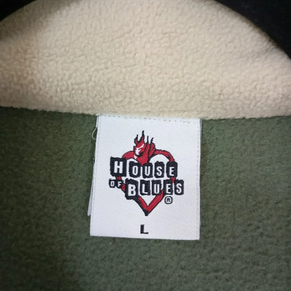 House Of Blues Fleece Jacket Full Zip Large With Beige Collar Embroidered Logo - Picture 2 of 12